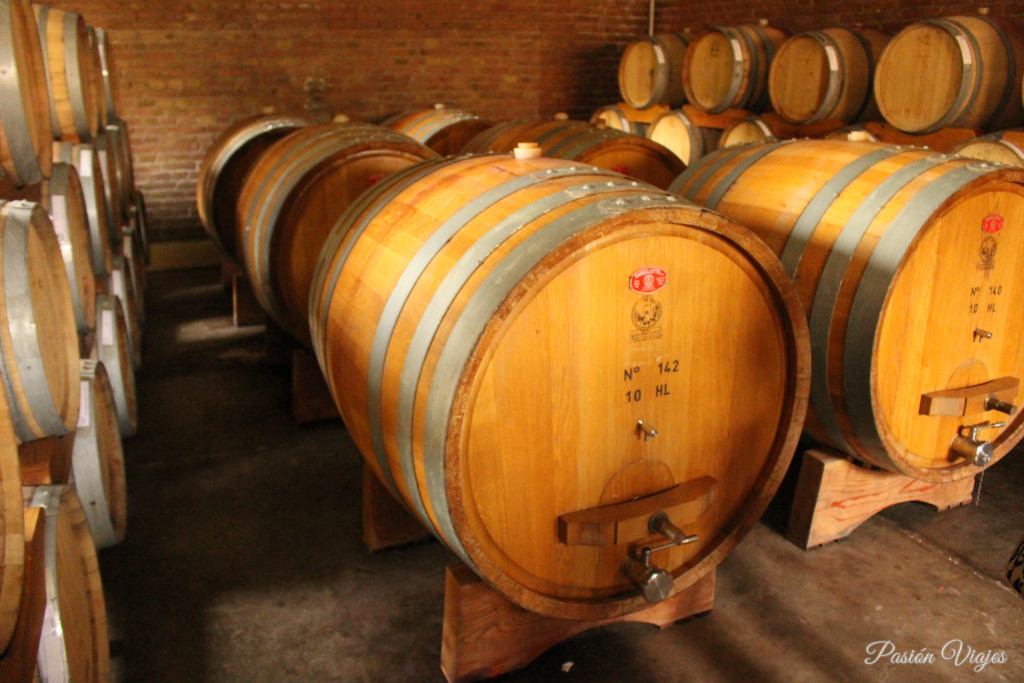 Barriles de vino en una bodega mendocina